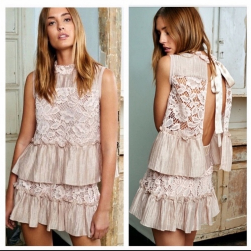 nwt Alexis pink Blush lace skirt set size xs